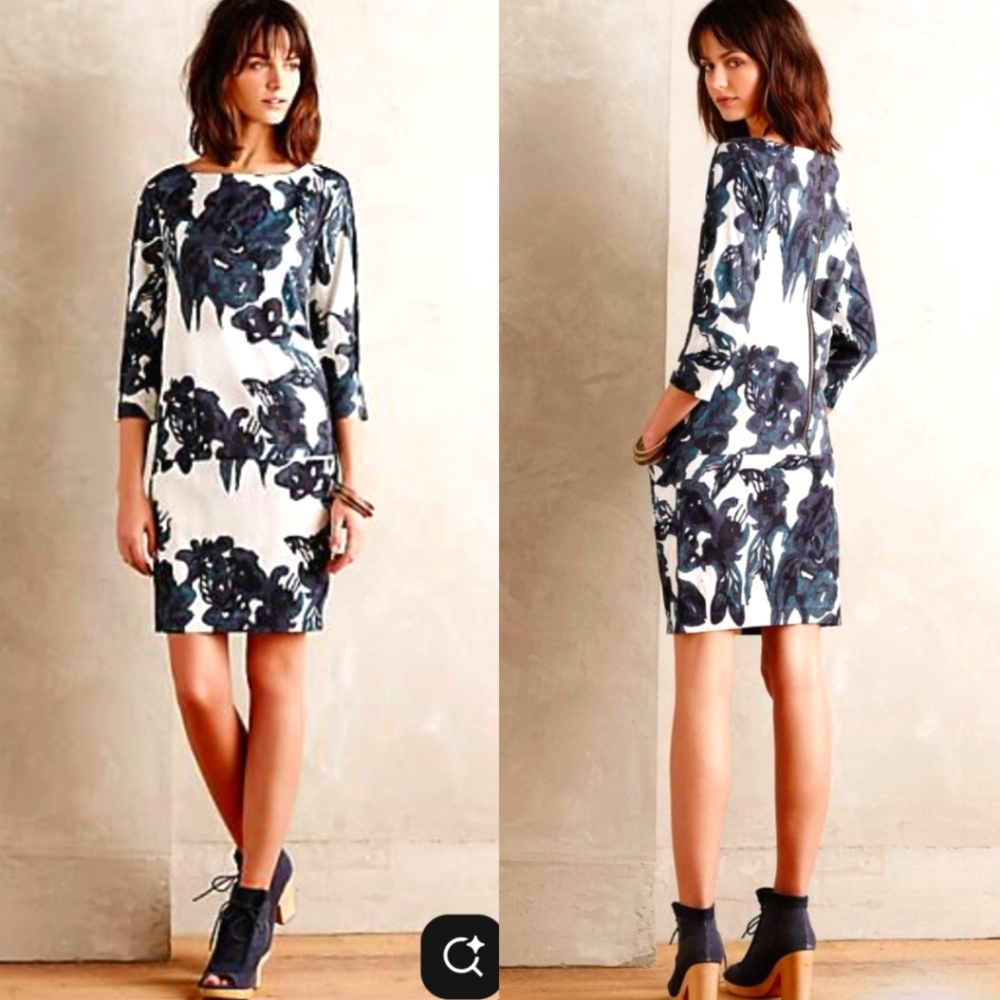Day Birger et Mikkelsen Teal Watercolor Floral Shift Dress